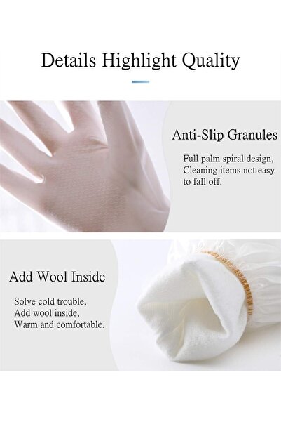 fulina Rubber Gloves,for Kitchen Dishwashing Gloves, Reusable Long Cuff velveted Lined,Waterproof
