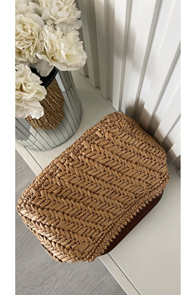 WOMANBAG Leather Scholarship Handmade Wicker Clutch Portfolio Bag Tan Color (33X21Cm)