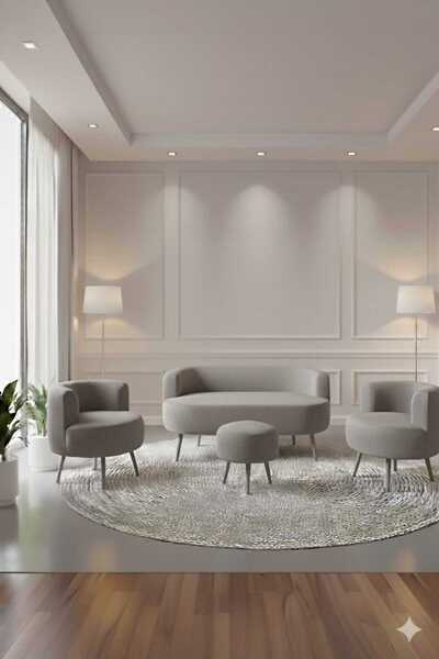 eda hacıoğlu edam bedding group Modern Tasarımlı Teddy Kumaşlı 4'lü Oturma Grubu