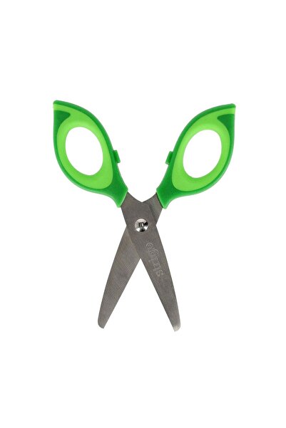 Strigo School scissors, rounded tip, stainless steel, rubberized grip, green, SSC372