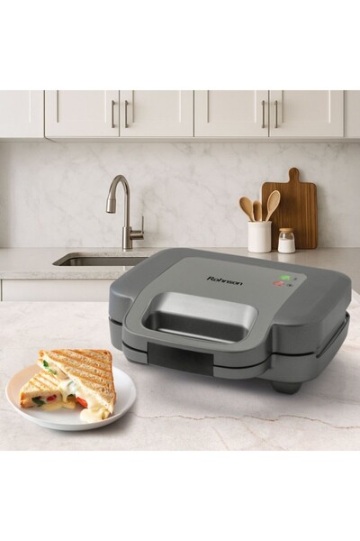 ROHNSON Sandwich maker R2348, 1000W, termostat, plăci antiaderente 26,8 x 14,5 cm,