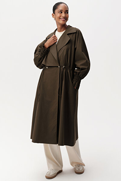 Exquise Uzun Kollu Kuşak Detaylı Midi Regular Trençkot