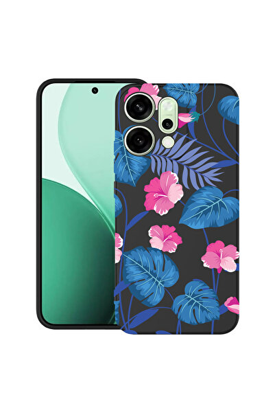 bestcase Carcasă ultra subțire TPU pentru Oppo Reno14 5G, flori albastre trop...