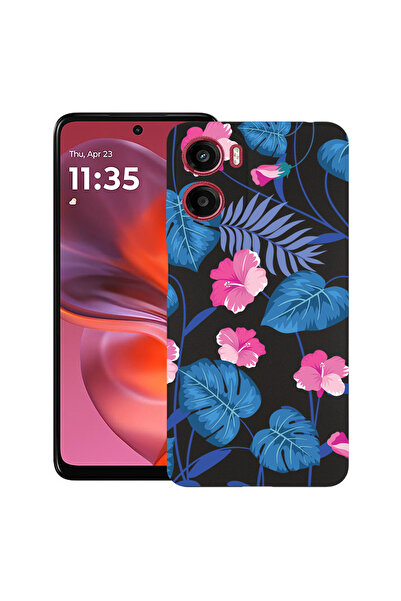 bestcase Carcasă ultra subțire TPU pentru Motorola Moto G06, flori albastre t...