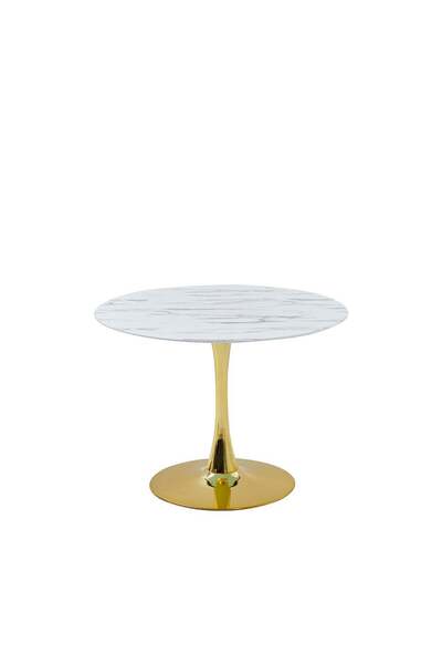 Danube Home Niha 4-Seater Round Glass Dining Table - Elegant White & Gold Finish - 2-Year Warranty