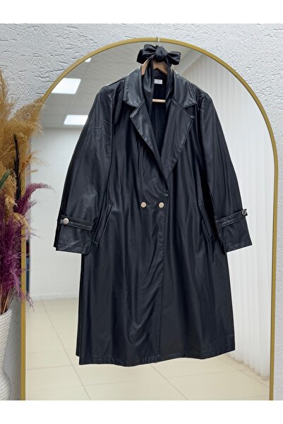 BENAHOLL سترة طويلة من الجلد من بيمايرا كروفيز-BN2124 باللون الأسود