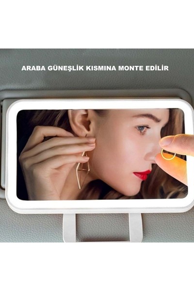 HyMark Araç İçi Dokunmatik Led Işıklı 3 Modlu Makyaj Aynası Kısılabilir Şarjlı Pilli Klips Güneşlik