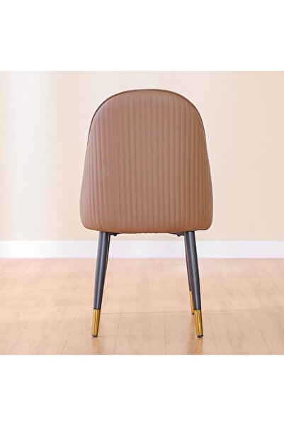 Danube Home Flamingo Dining Chair Set of 2 - Grey Marble & Brown Faux Leather, Metal Frame, Stylish Upholstery