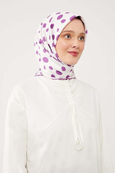 Levidor Violet Polka Dot Pattern Twill Digital Scarf