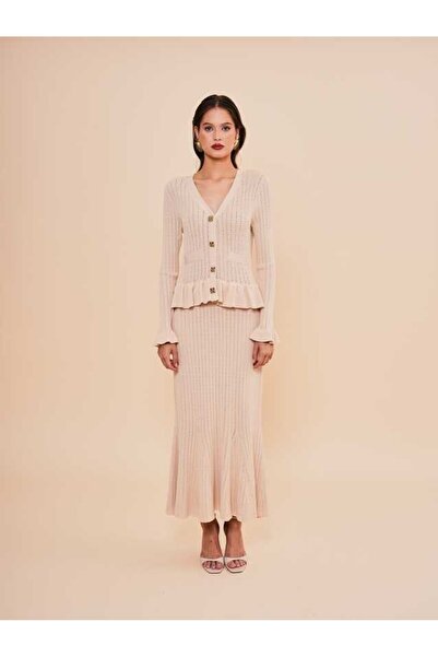 SERPİL Düğmeli Fırfır Detaylı Triko Elbise 51206