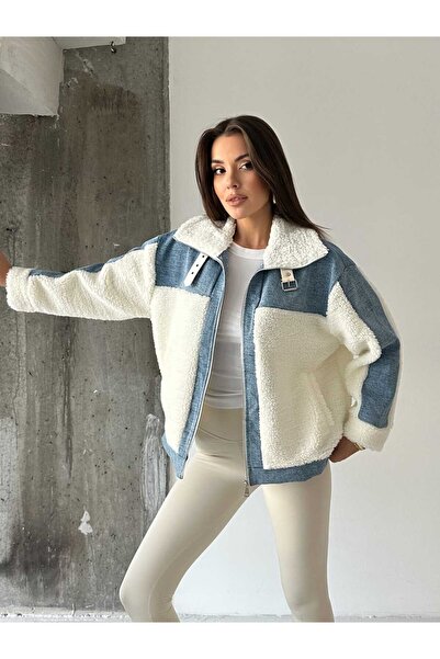 mydukkan.co Denim Detaylı Peluş Mont