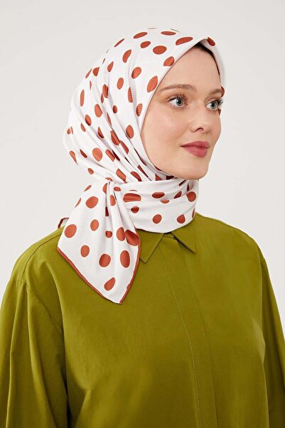 Levidor Light Brown Polka Dot Pattern Twill Digital Scarf