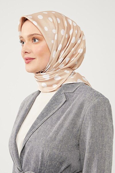 Levidor Ψηφιακό κασκόλ με μπεζ πουά σχέδιο