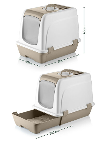 Nandy Kids Büyük Boy Çekmeceli Kedi Tuvaleti – Kapalı, Kolay Temizlik, Koku Önleyici Filtreli