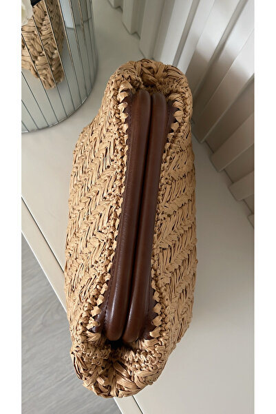 WOMANBAG Leather Scholarship Handmade Wicker Clutch Portfolio Bag Tan Color (33X21Cm)