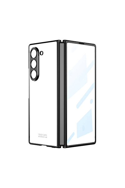 No7tech حافظة جالاكسي زد فولد 6 من جوي كريتيف بغطاء زجاجي كامل - أسود