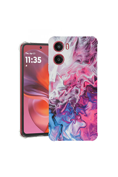 bestcase Carcasă antișoc pentru Motorola Moto G06, roz marmorat și albastru, ...