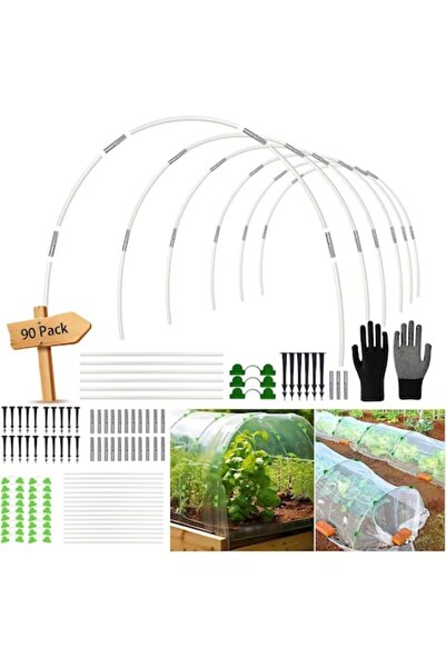 YeahBoom Kit Arc de Seră DIY – 30 Rame din Fibră de Sticlă, 20 Conectori, 20 Cleme, 20 Cuie, Protecție