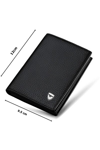 SEPTWOLVES Ege Black Genuine Leather Card Holder & Men's Wallet