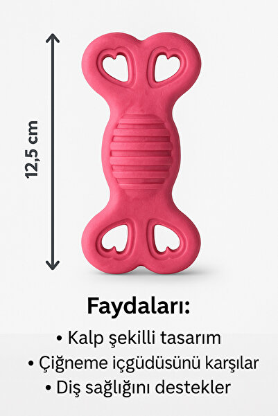 Papağanhane Kalp Şekilli Kauçuk Köpek Oyuncağı | Diş Sağlığını Destekleyen Dayanıklı Çiğneme Oyuncağı (12,5 cm)
