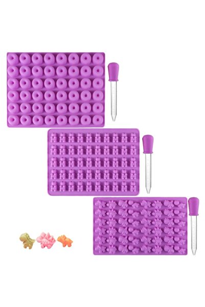 Quasar & Co. Confectionery/pastry set, 27 macaron sheet, 6 donut molds, 3 jelly molds, silicone, red-purple