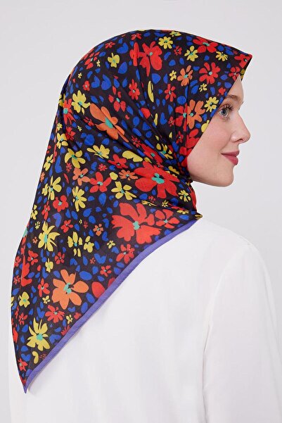 Levidor Red Enamel Flower Pattern Cotton Scarf