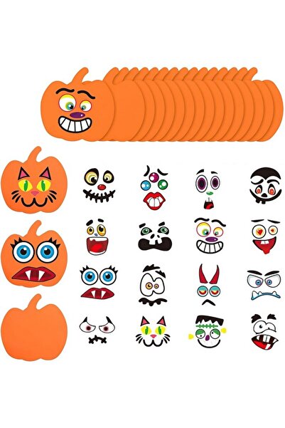 Taocco Set of 12 foam pumpkins for Halloween, with 17 DIY stickers,