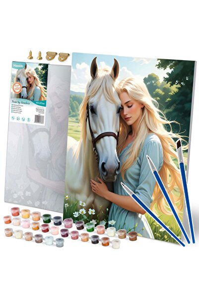 Other Paint by numbers picture 40x50 cm Massido Portrait of a woman with a horse