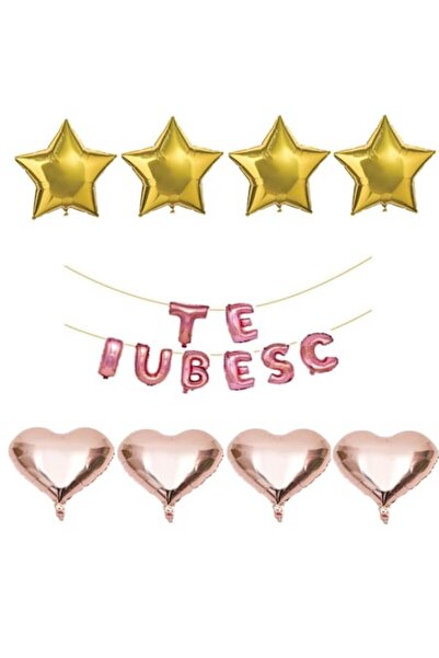 Domi Party & Gifts Set de 16 baloane folie I LOVE YOU auriu roz, Domi Party &...