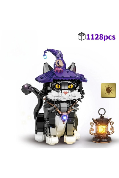 Choice with light 1128pcs Creative Technical Assembly Bricks Magic Cat Building Blocks MOC Model STEM Educa