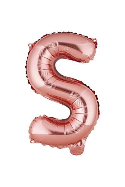 Danex Foil Balloon Letter S, 40 cm, Helium or Air, Individual Pack, Straw, Rose Gold