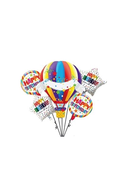 Domi Party & Gifts Set de 5 baloane, La mulți ani, Balon cu aer cald, Magazin...