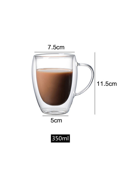 Choice9 with handle 350ml 150/250/350/450ml Heat Resistant Double Wall Coffee Cup Transparent Glass Whiskey