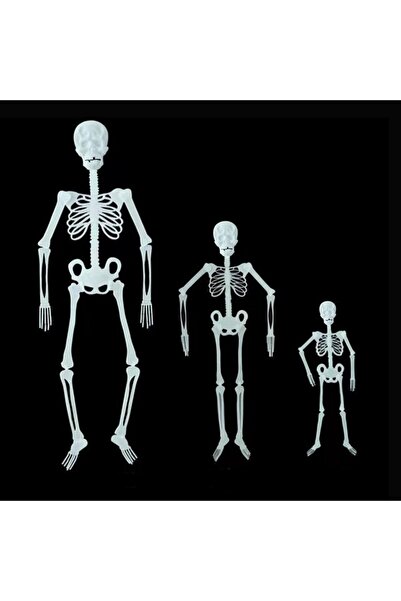 WOGUEISH Halloween decoration 3 skeletons, fluorescent green, 150cm/90cm/30cm,