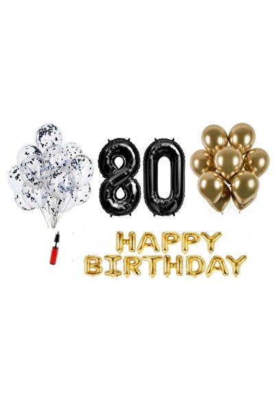 OEM Set de baloane, 36 de elemente, La mulți ani, aniversare 80 de ani, număr...