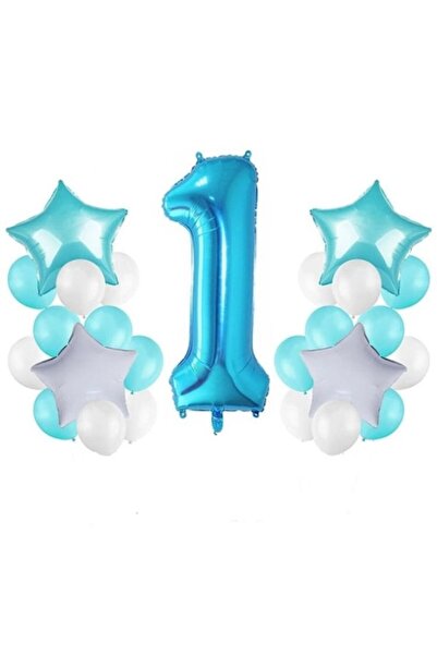 Shop Carnaval Buchet de 25 de baloane din folie, latex 30 cm, culoare albastr...