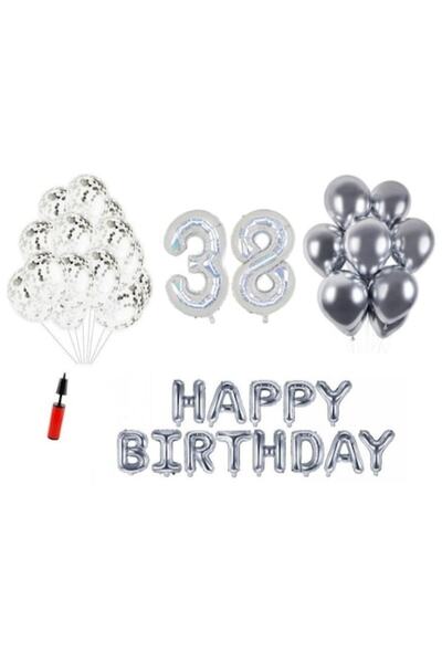 OEM Set de 36 de piese - baloane La mulți ani, aniversare 38 de ani, numere f...
