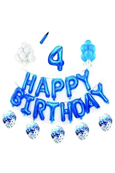 Domi Party & Gifts Set baloane Happy Birthday , 4 ani, albastru