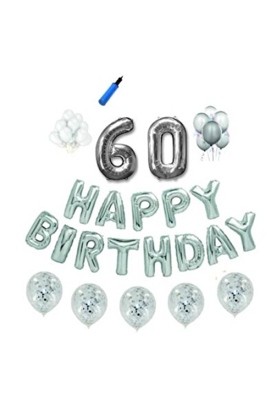 Domi Party & Gifts Set baloane La multi ani , 60 ani, argintiu