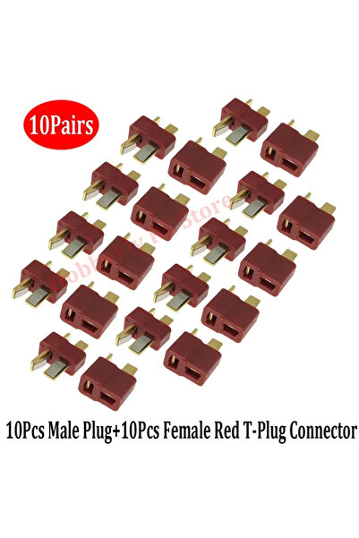 Choice 20 قطعة من موصلات Deans Style T ذات 10 ذكور و10 إناث باللون الأحمر - ل...