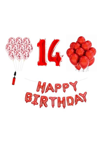 OEM Set de 36 de baloane, La mulți ani, aniversare de 14 ani, numere folie 10...