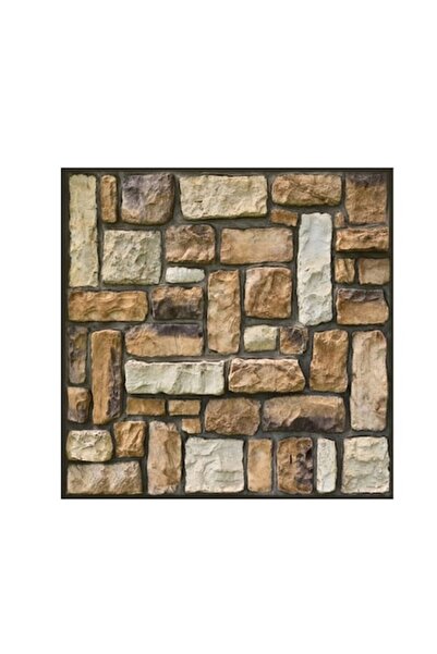 GOLD MARKET Set 10 Panels 3D Self-Adhesive Wallpaper, Brick Imitation, Waterproof, 30 cm x 30 cm, Dark Reddish B