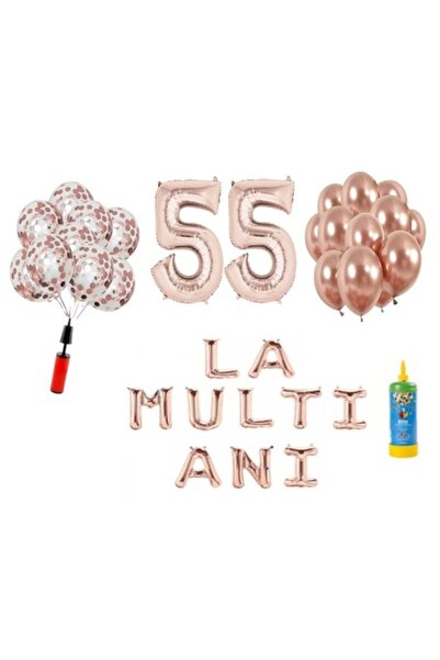 Domi Party & Gifts Set 34 baloane, La mulți ani de 55 de ani, numere folie 10...