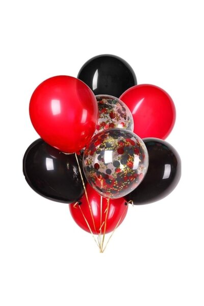 Shop Carnaval Set de 10 baloane din latex pentru petrecere, roșii/negre