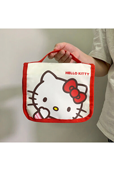 Miniso حقيبة مكياج كرتونية قابلة للطي بسعة كبيرة من KT Kawaii Sanrio Hello Ki...