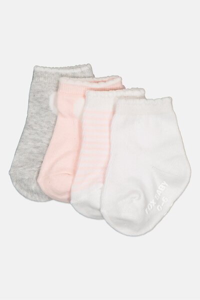 Fox Toddlers Girl 4 Pairs Printed Socks, Multicolor