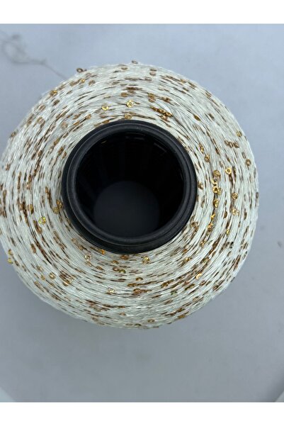 Pİ Yarn Beyaz Gold pullu ip