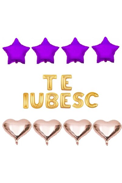 Domi Party & Gifts Set de 16 baloane folie I LOVE YOU aurii, Domi Party & Gif...