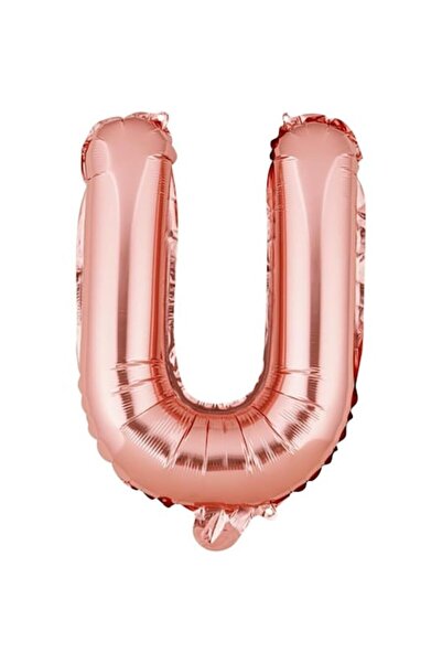 Danex Balon folie metalică - Litera U, 40 cm, Auriu roz