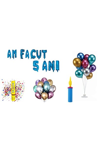 OEM Σετ μπαλονιών για 5α γενέθλια, Είμαι 5, Μπλε, 71 τεμάχια